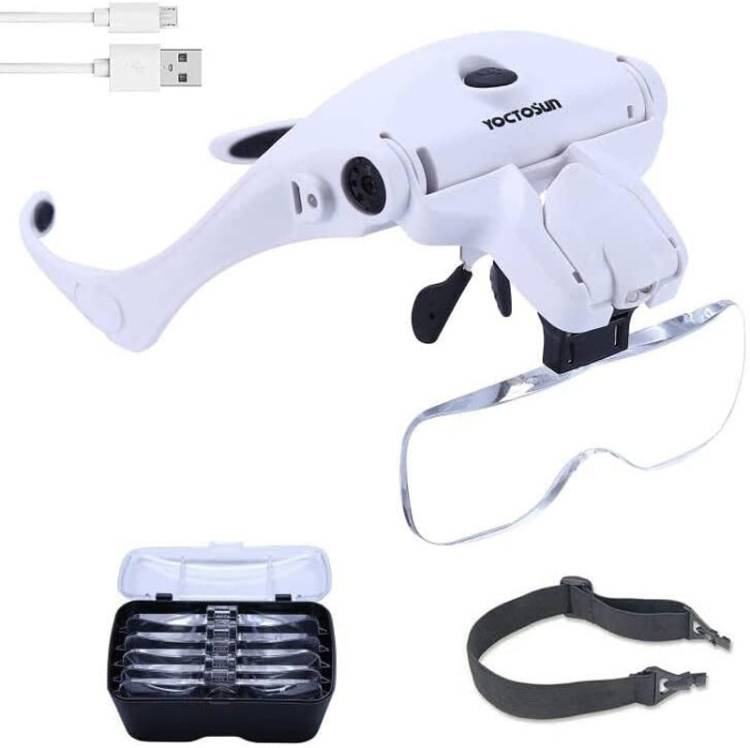 Michtoy No Name: Rechargeable Hands Free Headband Magnifying Glasses w/2 LEDs