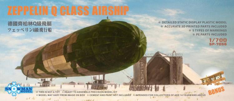 Snowmen Model Zeppelin Q Class Airship with 3D Printed BE2c