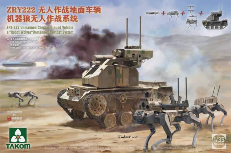 Takom ZRY222 Unmanned Combat Ground Vehicle & Robot Wolves Unmanned Combat System