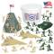 BUCKET of ARMY MEN: Tan vs Green 54pc Soldier Playset