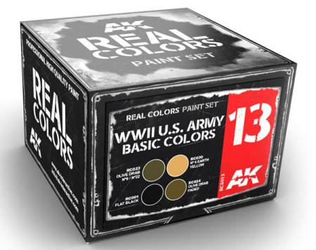 Real Colors: WWII US Army Basic Acrylic Lacquer Paint Set (4) 10ml Bottles