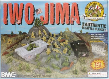 BMC WW2 Iwo Jima Plastic Army Men - Island, Tanks & Soldiers 72pc Playset 
