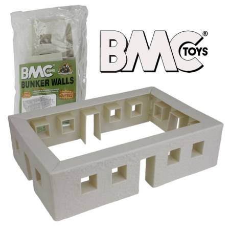 BMC WW2 Blockhouse Bunker Walls - Plastic Army Men Playset Building Accessory