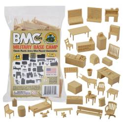 Classic Marx Military Base Camp - Tan 44pc Plastic Army Men Playset Accessories