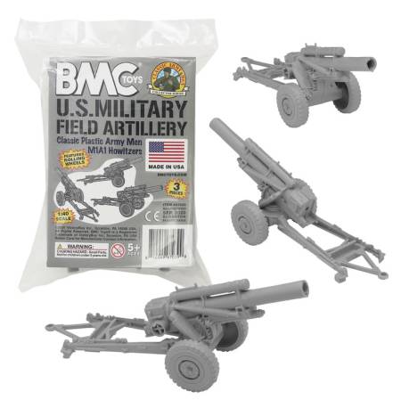 Classic Marx US Military Howitzers - Gray 3pc Plastic Army Men Field Artillery