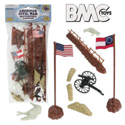 Civil War Battlefield Accessories- 18pc Fences, Flags