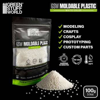Green Stuff World Moldable Thermoplastic Beads - White 100g