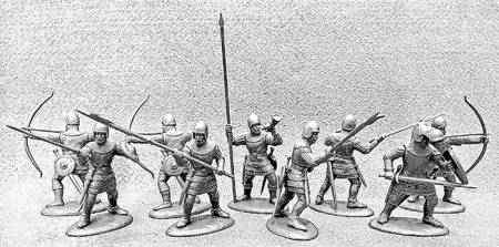 14th Century French Army Archers & Billmen in Light Metallic Armor