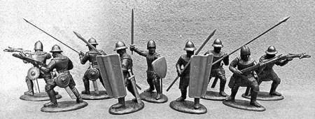 14th Century English Army Crossbowmen & Pavisiers in Dark Metallic Armor
