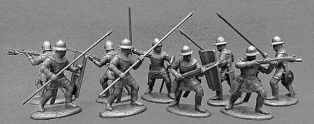 14th Century French Army Dismounted Men-at-Arms & Armati in Light Metallic Armor