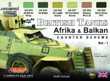 British WWII Tanks Afrika & Balkan Caunter Scheme #1 Acrylic Set (6 22ml Bottles)