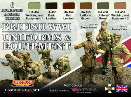 British WWI Uniforms & Equipment Camouflage Acrylic Set (6 22ml Bottles)