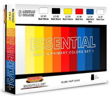 Essential Basic & Primary Colors Acrylic Set 1 (6 22ml Bottles)