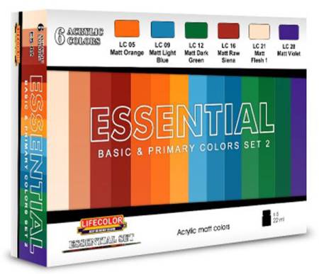 Essential Basic & Primary Colors Acrylic Set 2 (6 22ml Bottles)