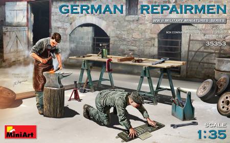WWII German Repairmen With Workbench And Assorted Tools