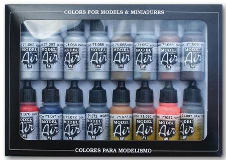 Metallics Model Air Paint Set (16 Colors)