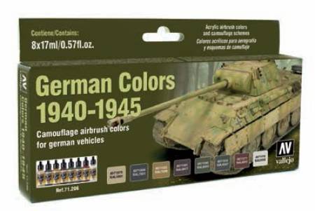 German Vehicle Camouflage Colors 1940-1945 Model Air Paint Set (8 Colors)