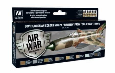 Model Air Soviet/Russian Colors MiG21 Fishbed from Cold War to 90s Paint Set (8 Colors)
