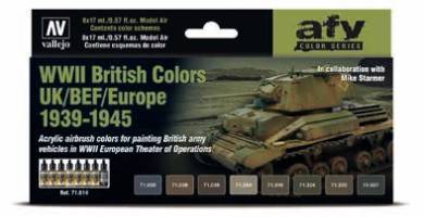 Model Air WWII British Colors UK/BEF/Europe 1939-1945 Model Air Paint Set (8 Colors)