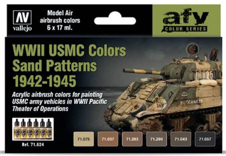 WWII USMC Colors Sand Patterns 1942-1945 Model Air AFV Paint Set (6 Colors)