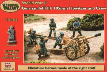 WWII German leFH18 105mm Howitzer Gun with 5 Crew