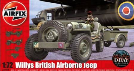 WWII Willys British Airborne Jeep, Trailer & 75mm Howitzer M1 Gun D-Day