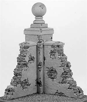 Ruined Wall Corner Section with Pillar & Finial