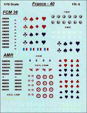 French 1940 AFV Markings for FCM36 and AMR35