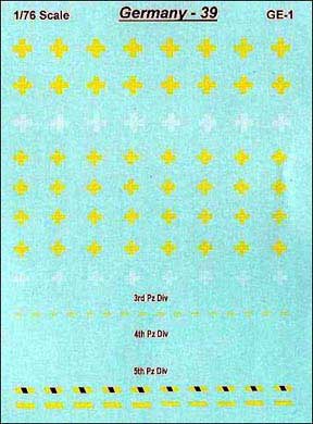 German 1939 Vehicle Crosses and Panzer Division Markings
