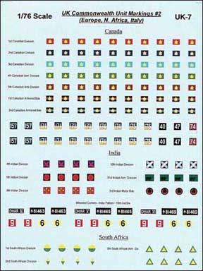 British Commonwealth Unit Markings #1 � Canada, India, South Africa