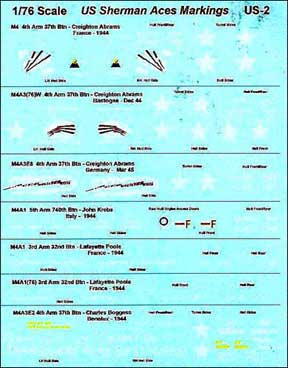 US Sherman Aces Markings