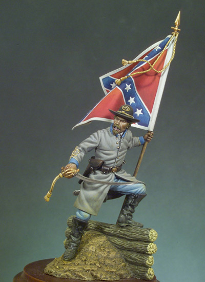 Painted Tin Toy Soldier Confederate Standard bearer #3 54mm 1/32 Miniature 
