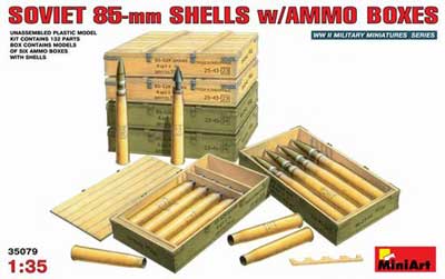 WWII Soviet 85mm Shells with Ammo Crates