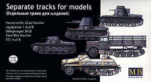 WWII GermanSeparate Tracks for Panzer I Ausf. B, Opel Blitz Mualtier, Jagdpanzer I Ausf. B, Panzerwerfer 42 auf Maultier & Befeglwagen 3 KLB
