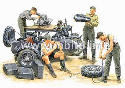 WWII German Motorcycle Repair Crew