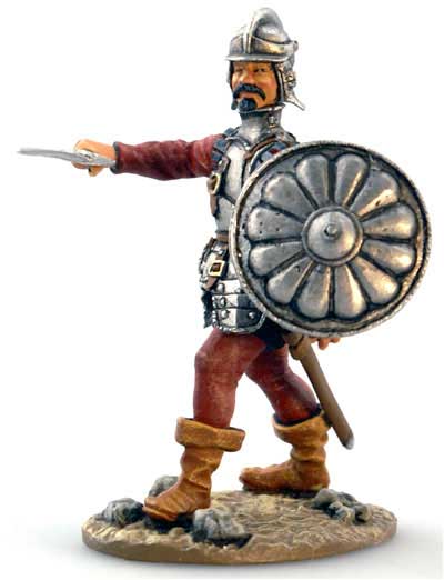 Conquistador Defending with Sword & Round Shield - ONLY 1 AVAILABLE AT THIS PRICE