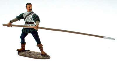 Bareheaded Conquistador Standing with Pike