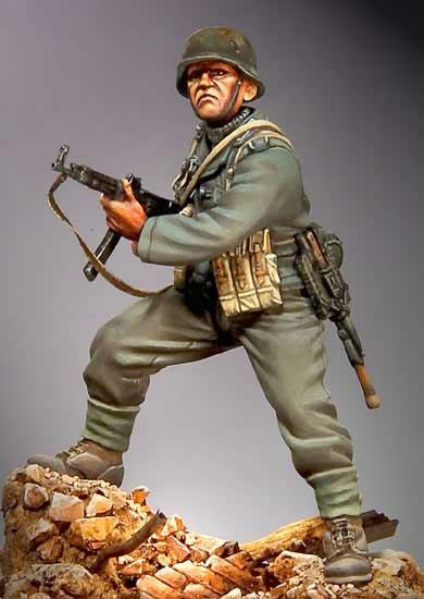 German Grenadier Standing with MG, Germany 1944-45