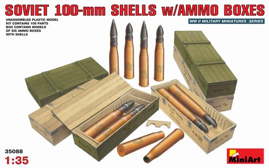 WWII Soviet 100mm Shells with Ammo Boxes