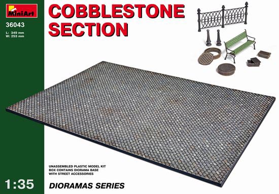 Cobblestone Section Diorama Base with Street Accessories