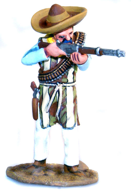Mexican Bandito Standing, Sombrero on Head, Firing Winchester