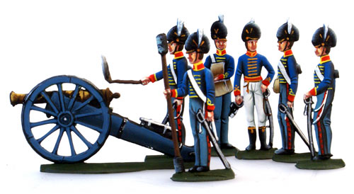 Napoleonic: British Artillery Firing with Officer (7 pcs.)
