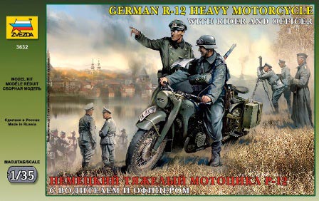 WWII German Solo Motorcycle R12 w/Crew