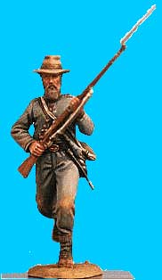 Confederate Running with Jacket Open, Rifle at Ready