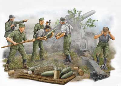 German Field Howitzer Gun Firing Crew