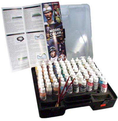 Vallejo Game Color Suitcase: 17ml Basic Game Colors (72) + Brushes (3)