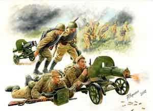Soviet Maxim Machine Guns with Crew