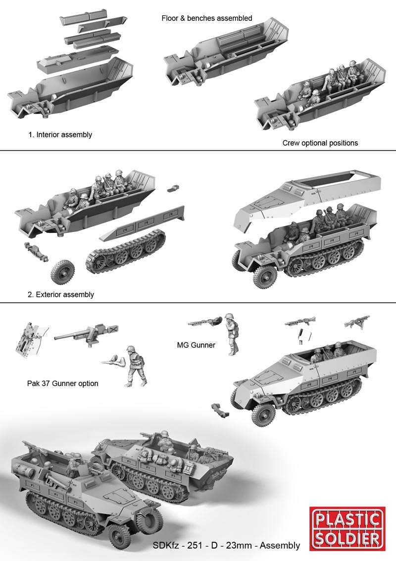 P3 Plastic Soldier WW2V20006 Details about   Easy Assembly SdKfz 251/D German Halftrack 
