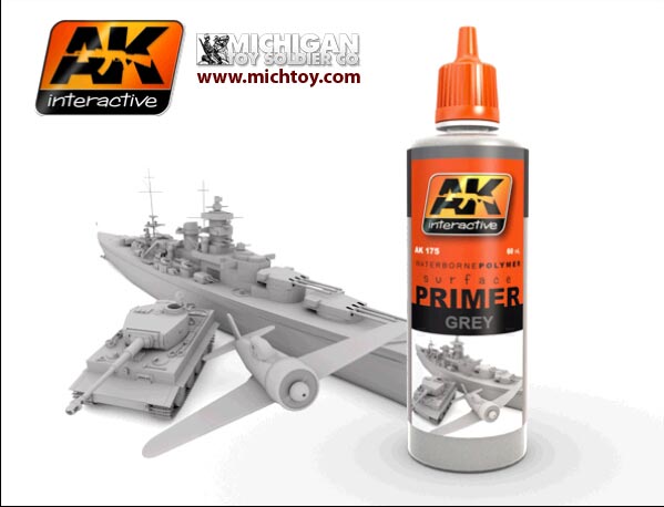 AK Grey Acrylic Primer 60ml Bottle