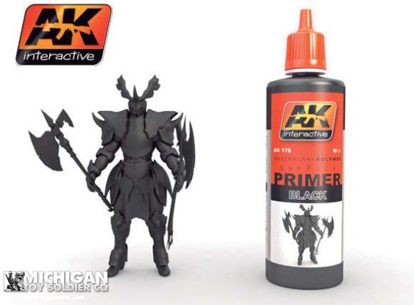 AK Black Acrylic Primer 60ml Bottle